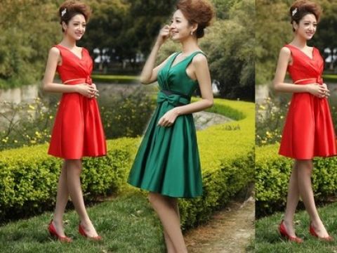 韩版红色结婚敬酒服 时尚新娘短款礼服 